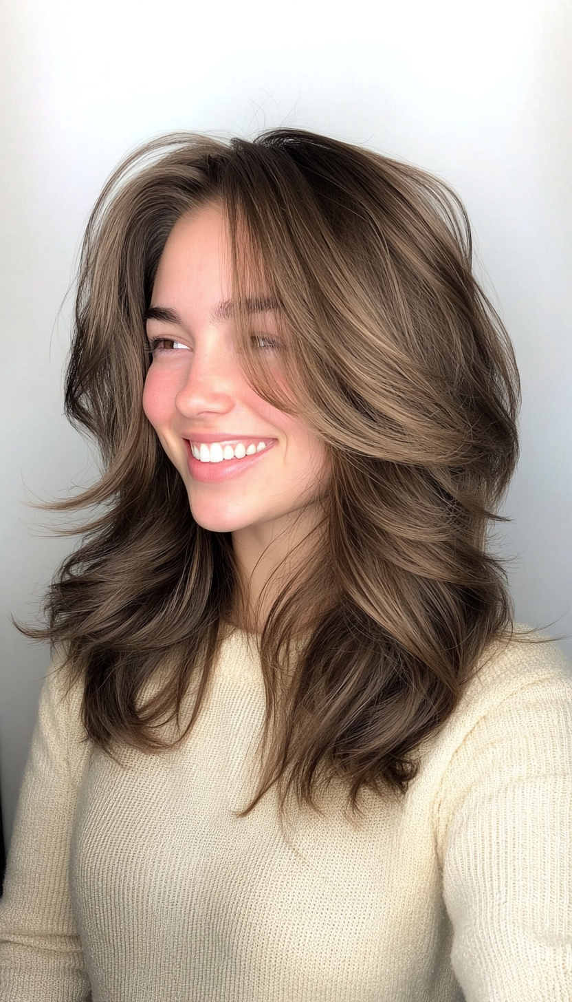 6. Airy Layers with a Slight Flip in Deep Mocha (Medium Layered Haircuts) - Medium Layered Haircuts