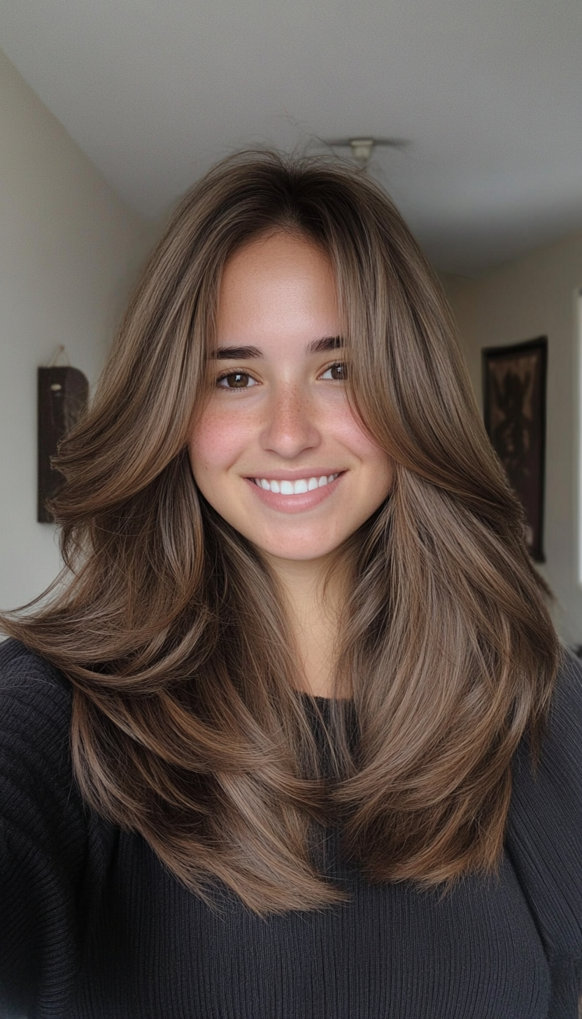7. Collarbone-Length Layers in Smoky Brown (Medium Layered Haircuts) - Medium Layered Haircuts