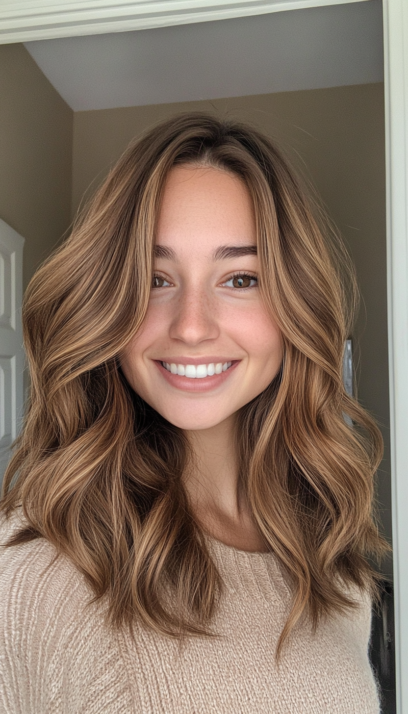 19. Flicked-Out Layers in Warm Honey Brown (Medium Layered Haircuts) - Medium Layered Haircuts