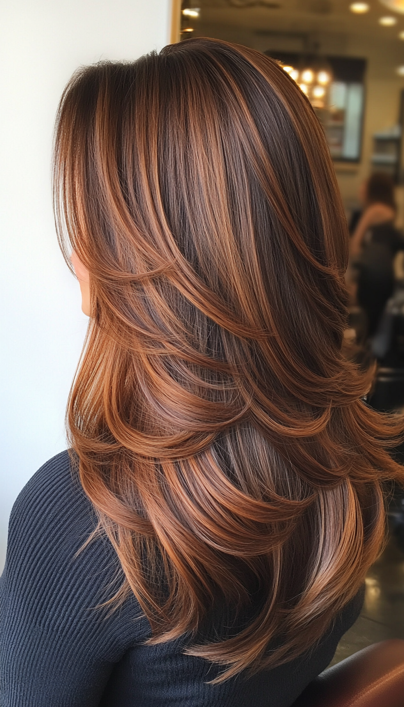 25. Lightly Tapered Layers in Warm Maple Brown (Medium Layered Haircuts) - Medium Layered Haircuts