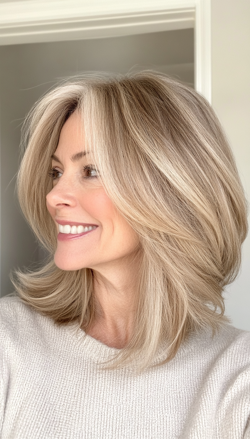 1. Soft Layered Bob in Warm Honey Blonde (Hairstyles For Women Over 50 With Fine Hair) - Hairstyles For Women Over 50 With Fine Hair