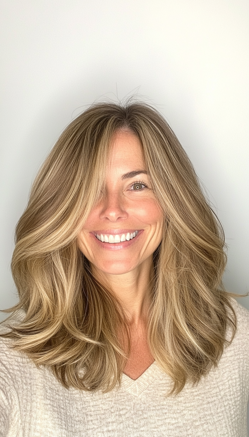 8. Layered Shoulder Cut in Golden Brown (Hairstyles For Women Over 50 With Fine Hair) - Hairstyles For Women Over 50 With Fine Hair