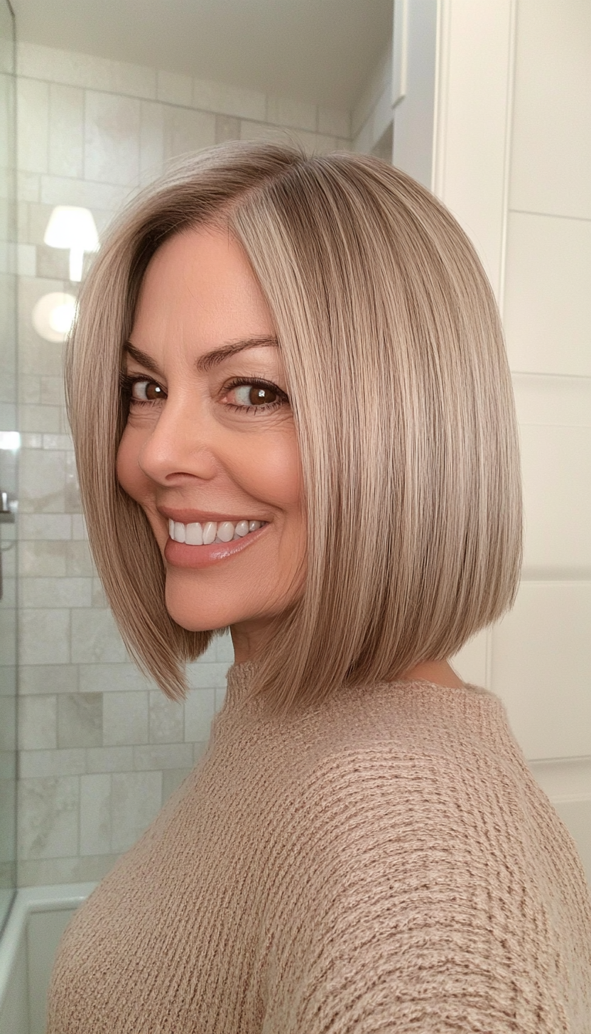 12. Blunt Bob in Caramel Blonde (Hairstyles For Women Over 50 With Fine Hair) - Hairstyles For Women Over 50 With Fine Hair