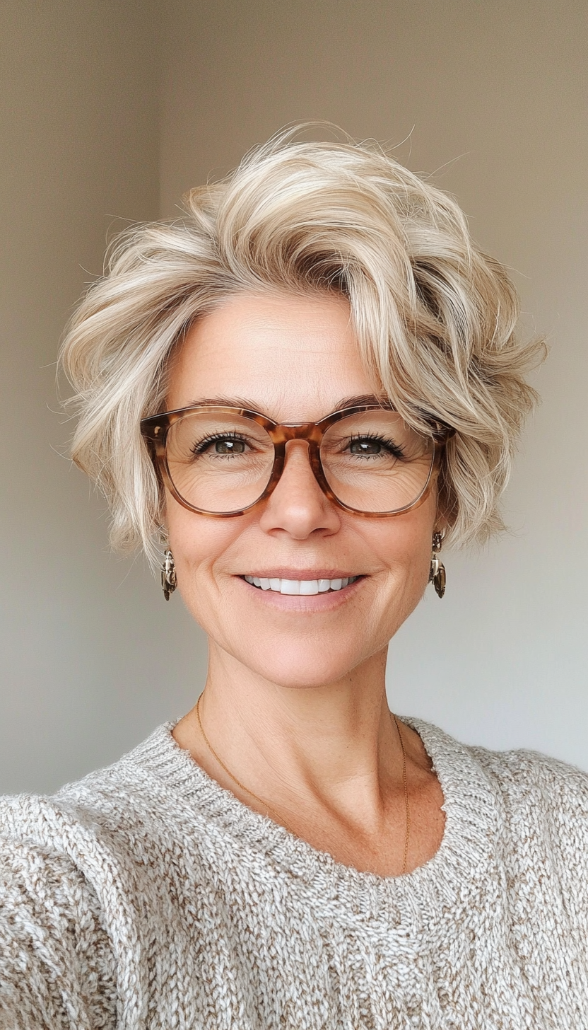4. Warm Blonde Tousled Pixie (Short Hairstyles For Women Over 70 With Glasses) - Short Hairstyles For Women Over 70 With Glasses