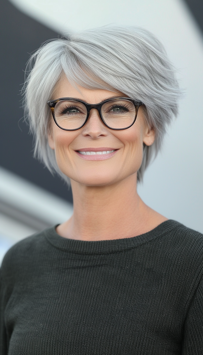 7. Ash Gray Soft Crop (Short Hairstyles For Women Over 70 With Glasses) - Short Hairstyles For Women Over 70 With Glasses