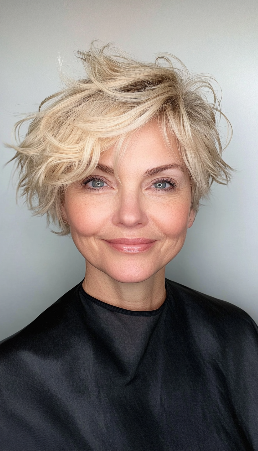 21. Tousled Blonde Pixie (Pixie Hairstyles Women Over 60) - Pixie Hairstyles Women Over 60