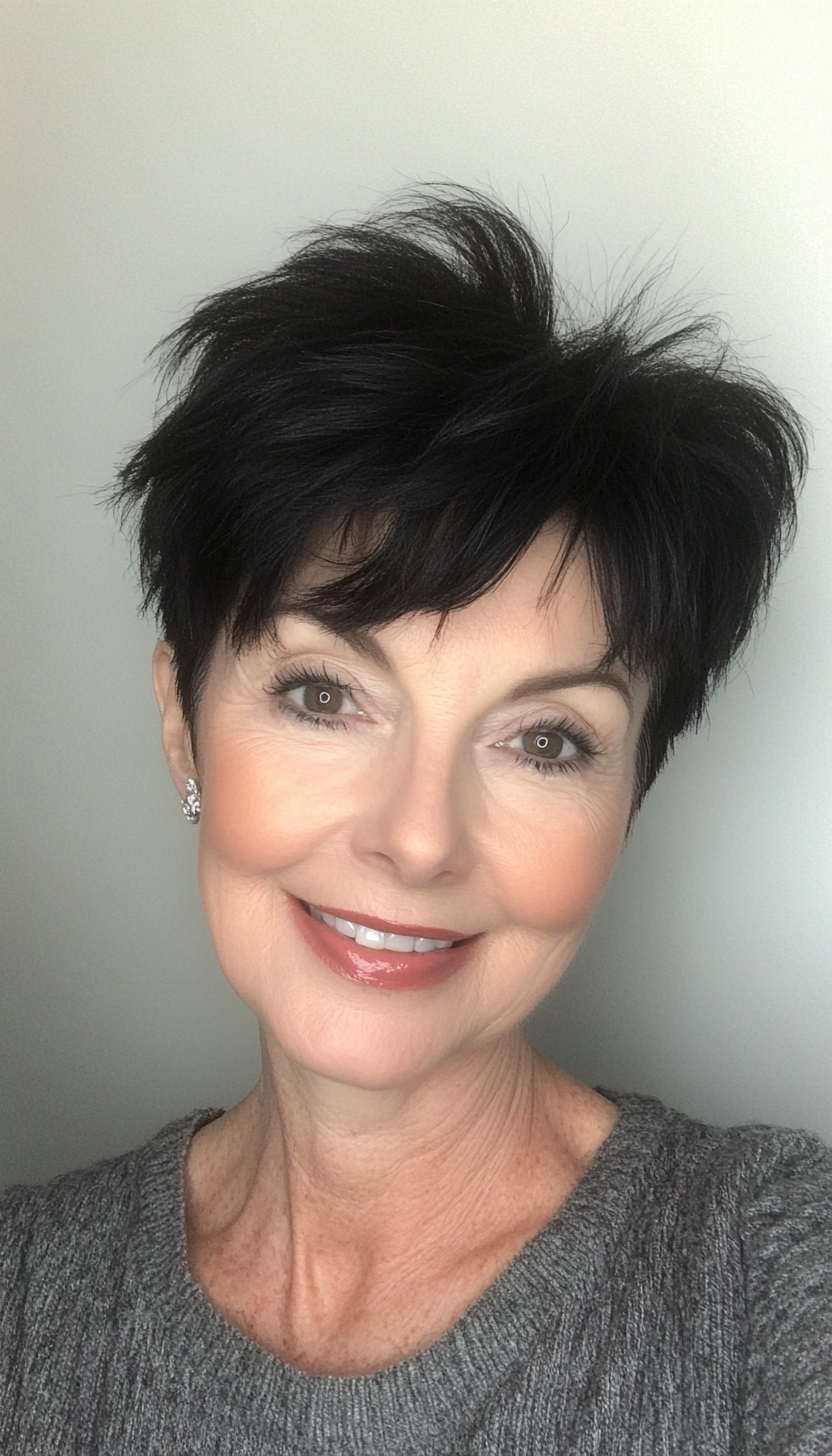 27. Natural Black Layered Pixie (Pixie Hairstyles Women Over 60) - Pixie Hairstyles Women Over 60