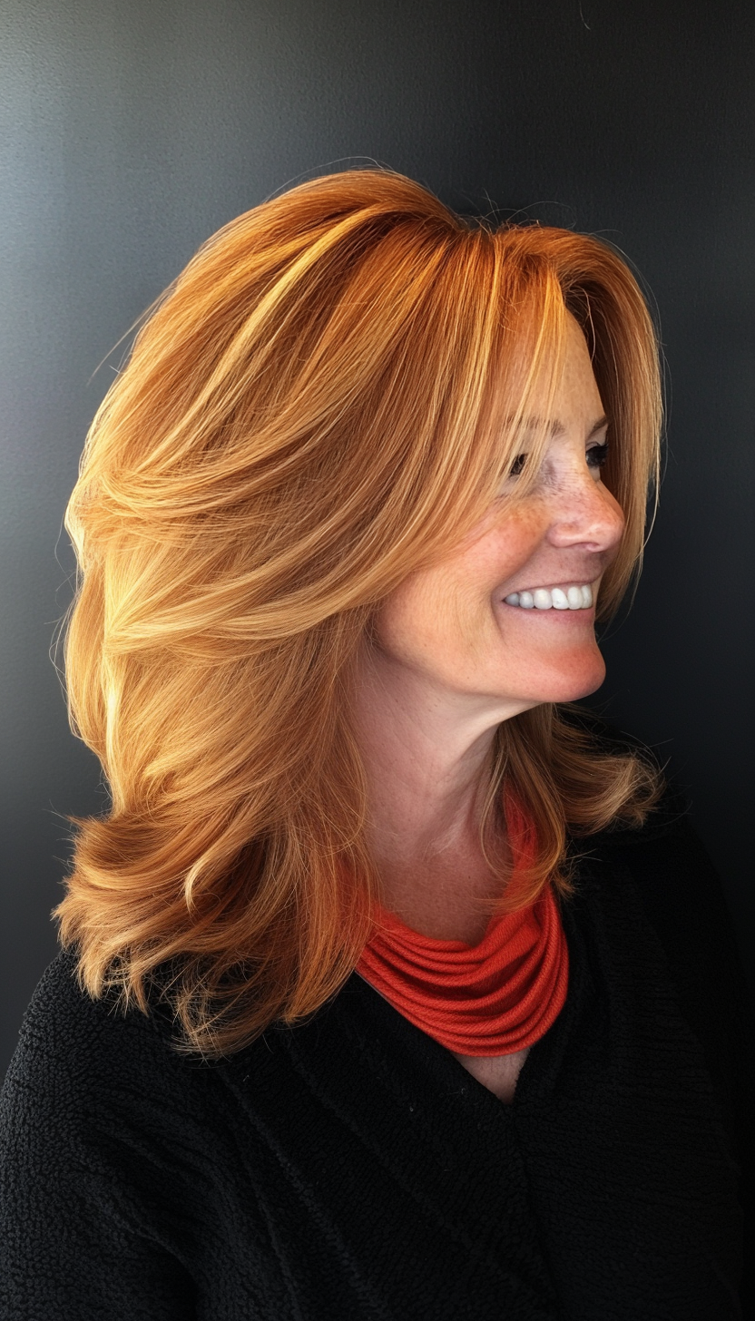 23. Medium Layered Haircut with Subtle Copper Tones (Layered Haircuts For Older Women) - Layered Haircuts For Older Women