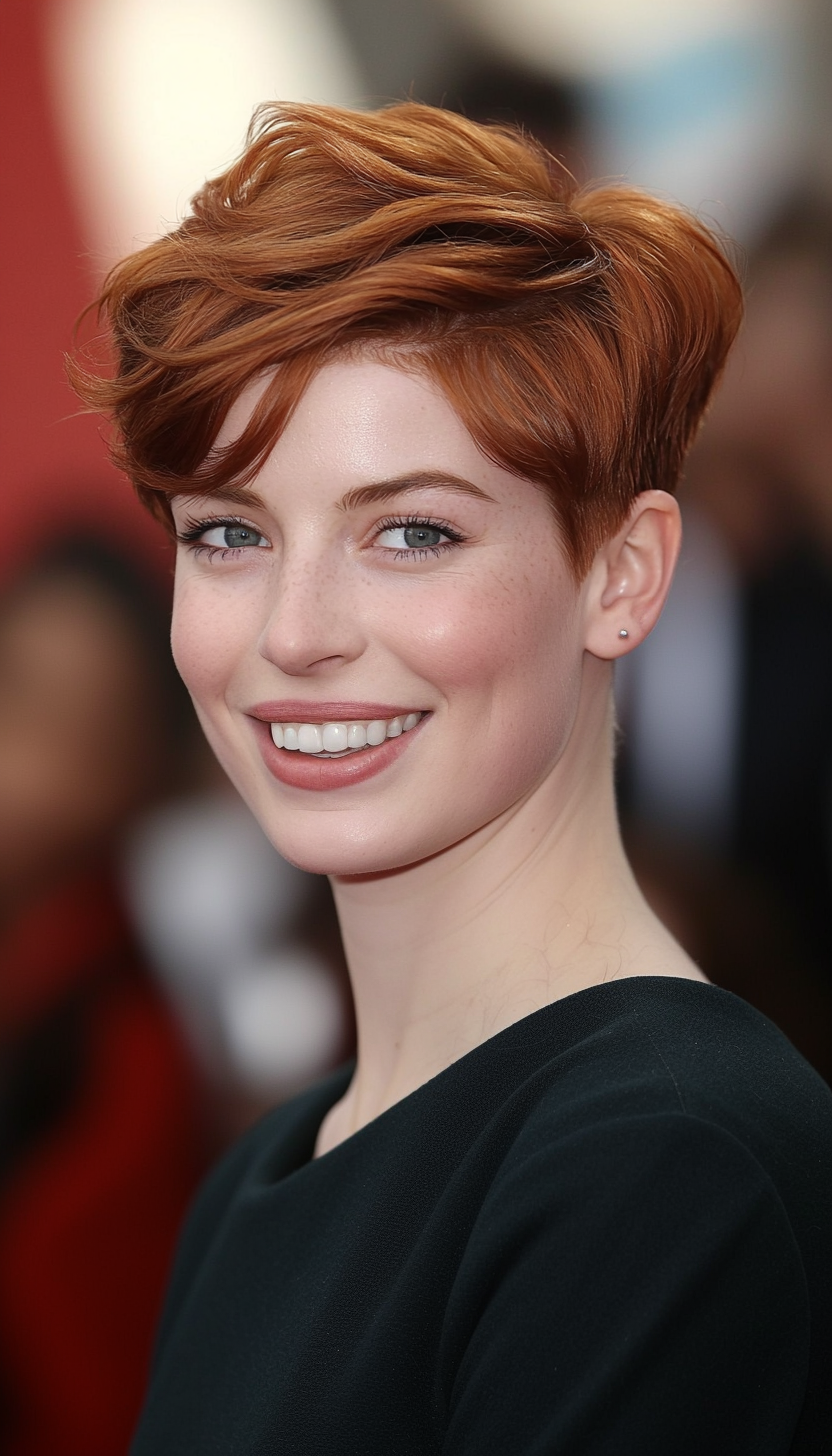 2. Soft Auburn Undercut Pixie (Undercut Pixie Hairstyles) - Undercut Pixie Hairstyles