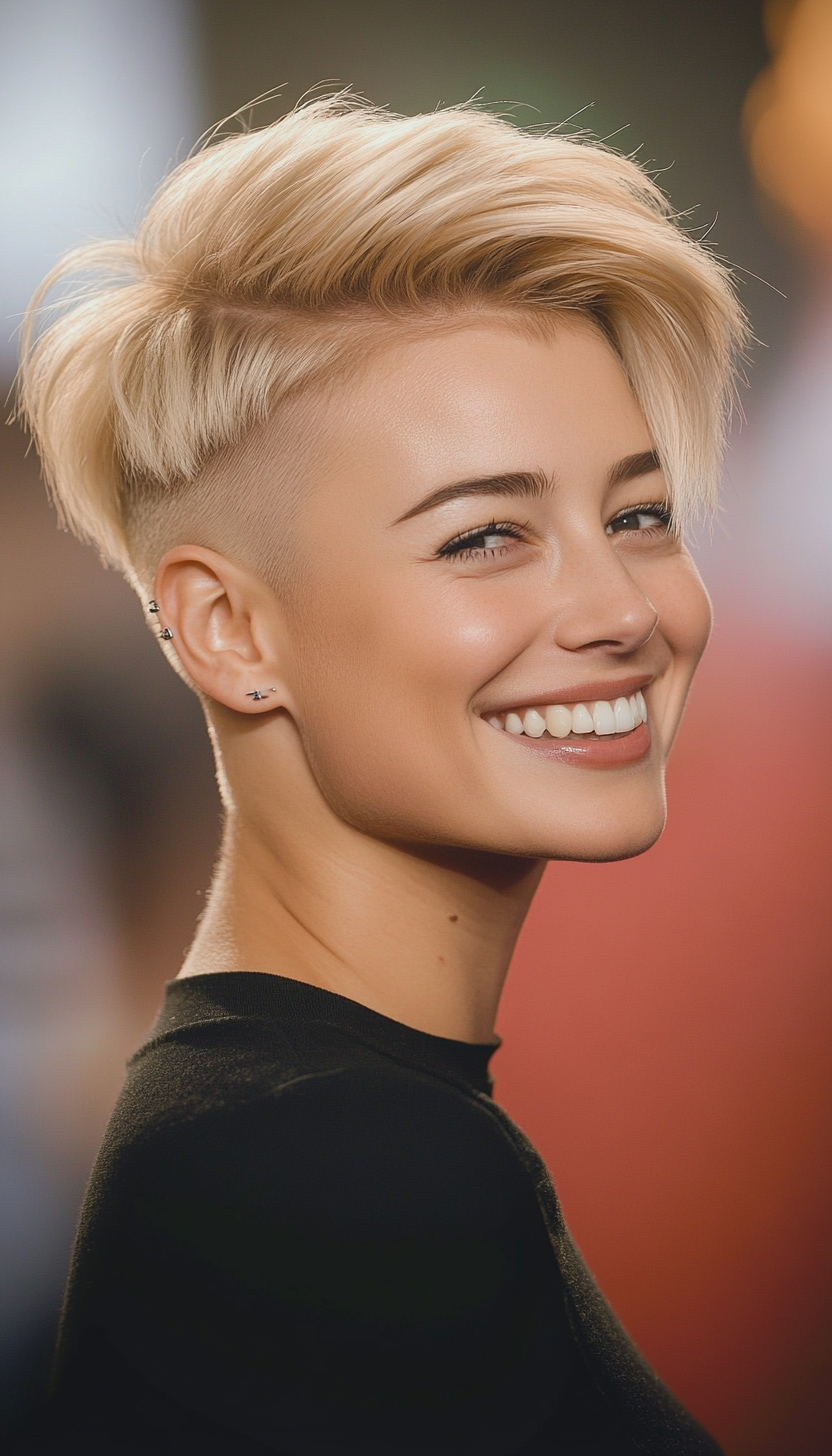 3. Classic Blonde Undercut Pixie (Undercut Pixie Hairstyles) - Undercut Pixie Hairstyles