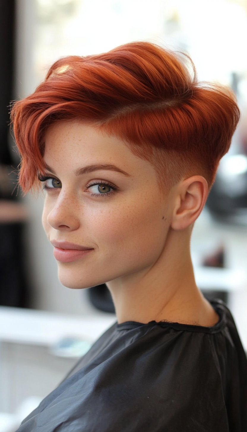 7. Light Red Undercut Pixie (Undercut Pixie Hairstyles) - Undercut Pixie Hairstyles