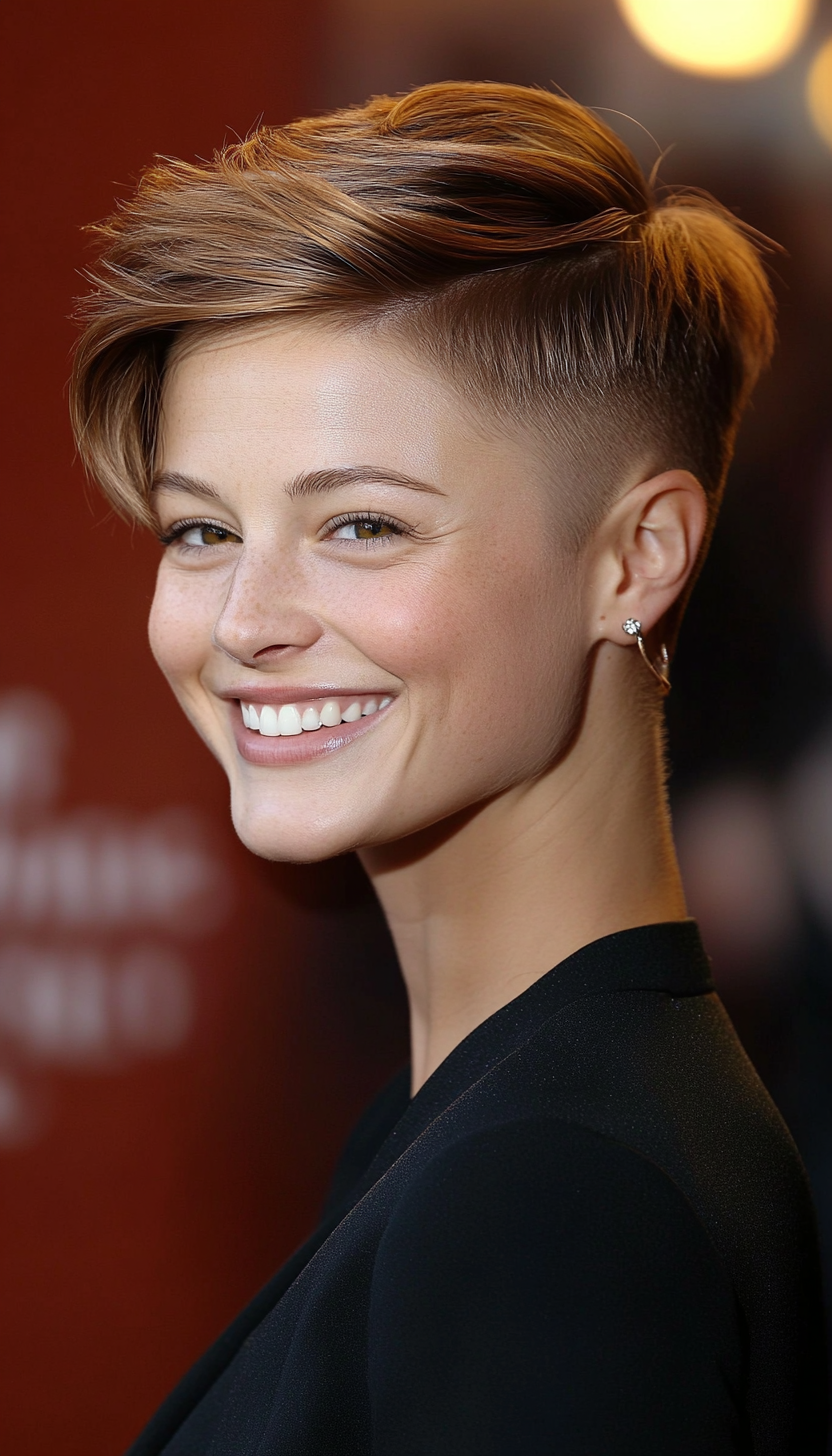 8. Golden Brown Undercut Pixie (Undercut Pixie Hairstyles) - Undercut Pixie Hairstyles