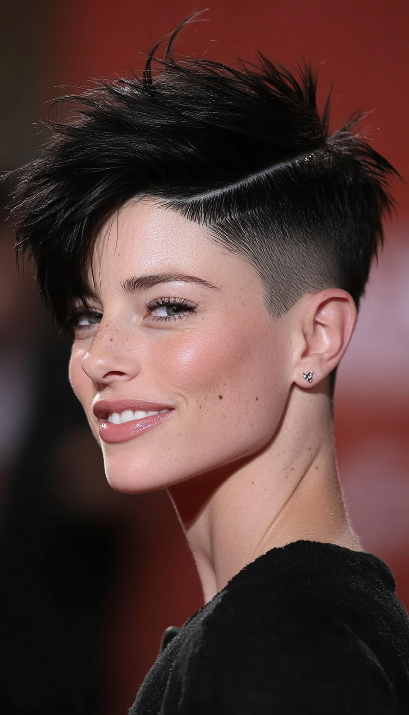 15. Raven Black Undercut Pixie (Undercut Pixie Hairstyles) - Undercut Pixie Hairstyles