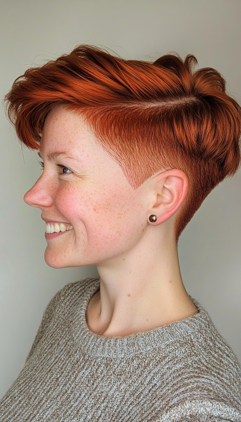 18. Copper Red Undercut Pixie (Undercut Pixie Hairstyles) - Undercut Pixie Hairstyles