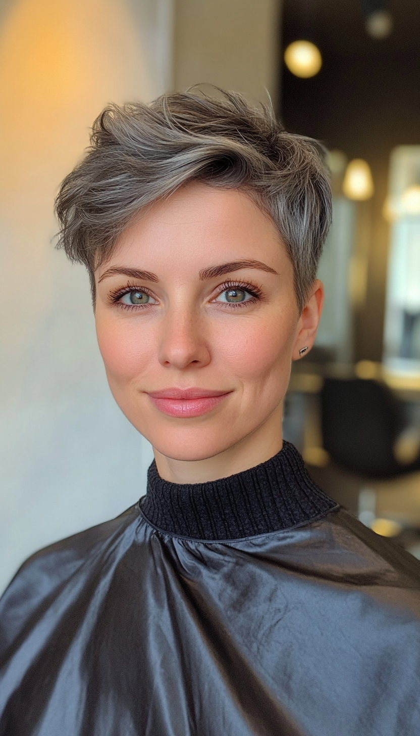 20. Muted Gray Undercut Pixie (Undercut Pixie Hairstyles) - Undercut Pixie Hairstyles