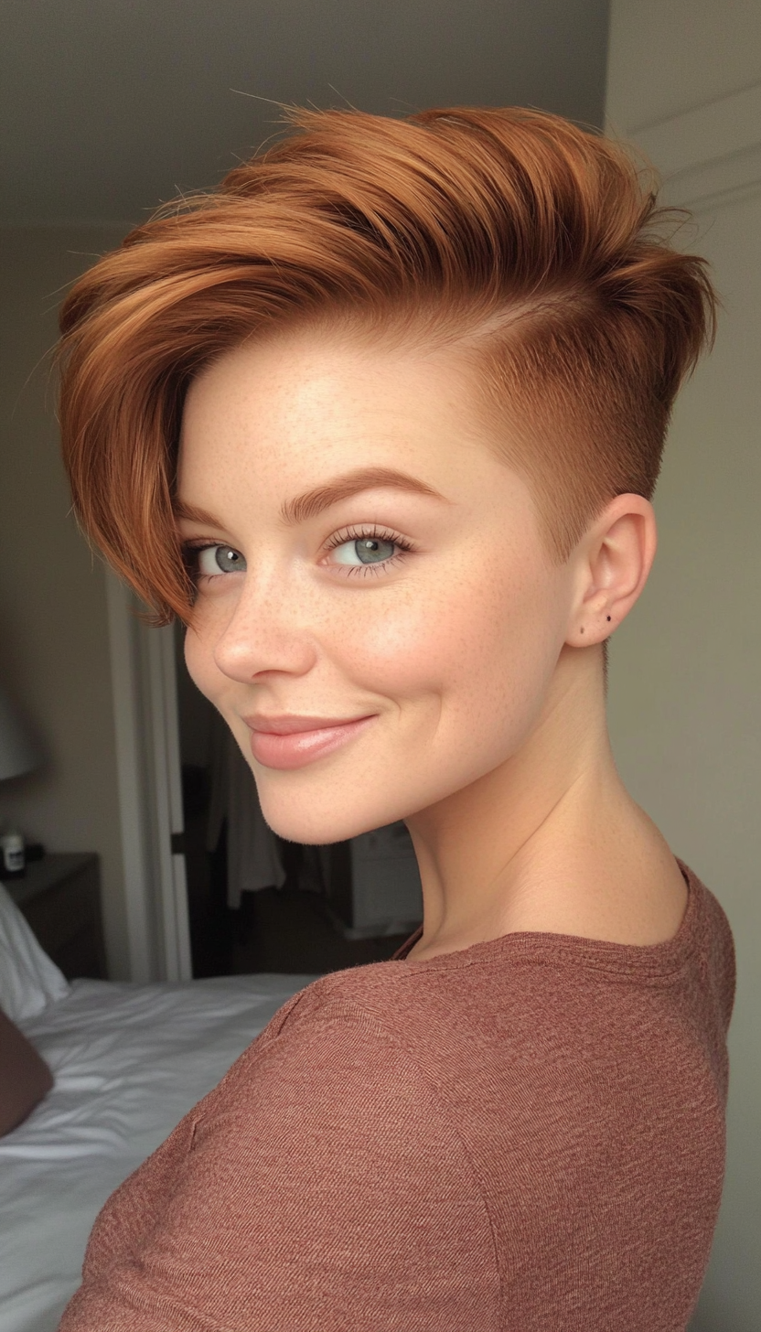 25. Ginger Brown Undercut Pixie (Undercut Pixie Hairstyles) - Undercut Pixie Hairstyles
