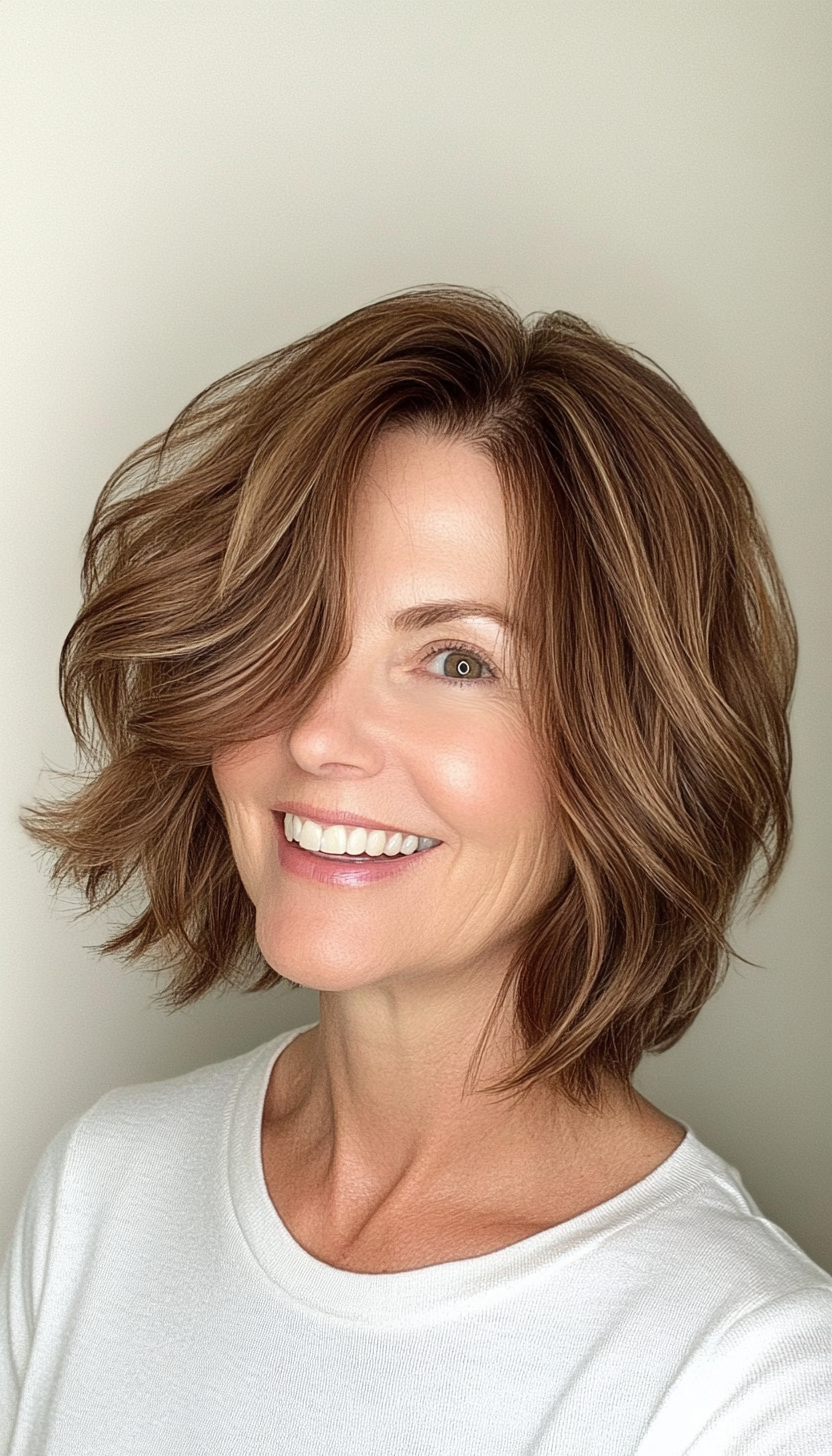 1. Textured Bob with Soft Layers - Medium Brown (Bob Hairstyles For Women Over 50) - Bob Hairstyles For Women Over 50