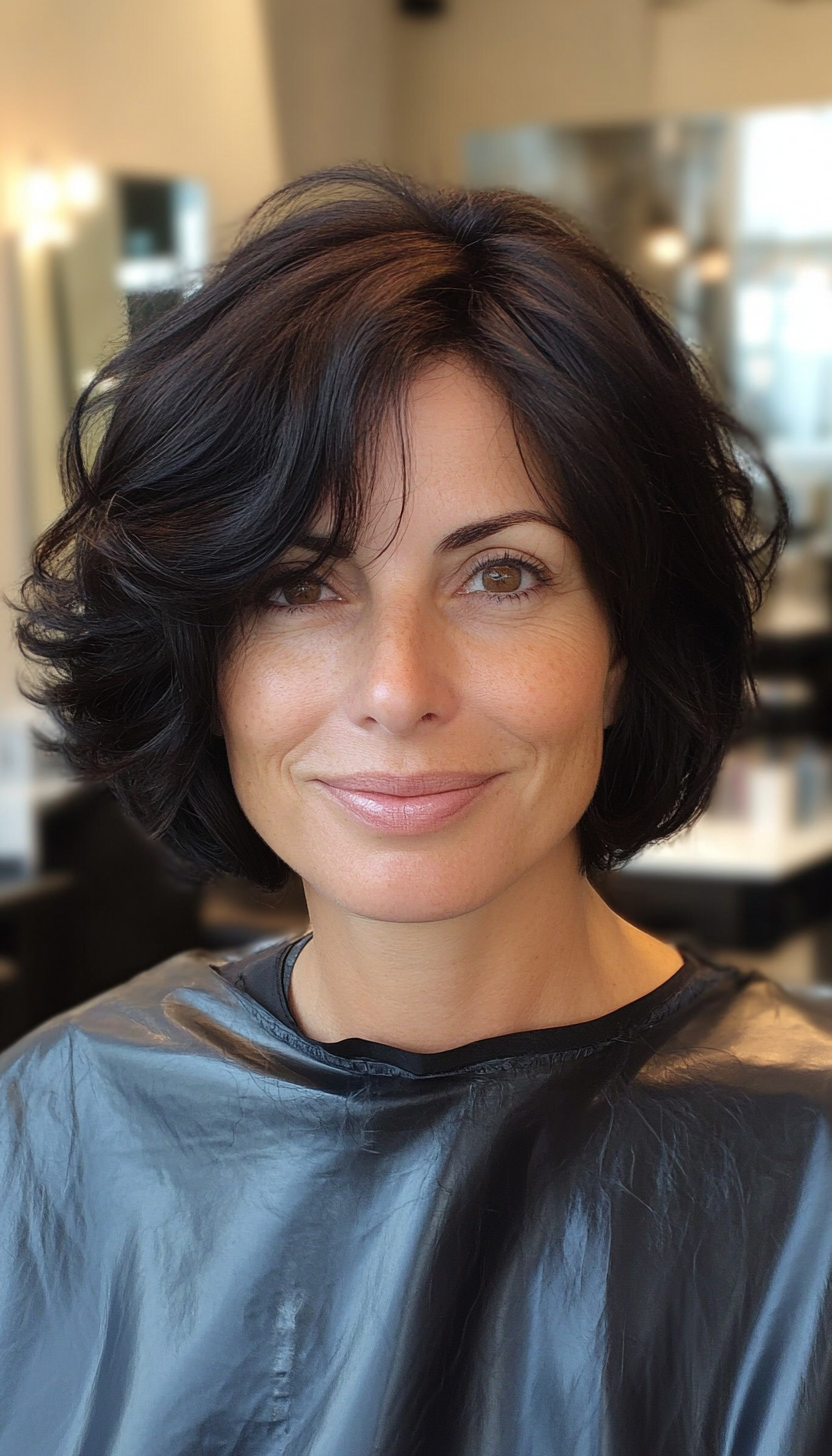 5. Asymmetrical Bob with Soft Curls - Black (Bob Hairstyles For Women Over 50) - Bob Hairstyles For Women Over 50