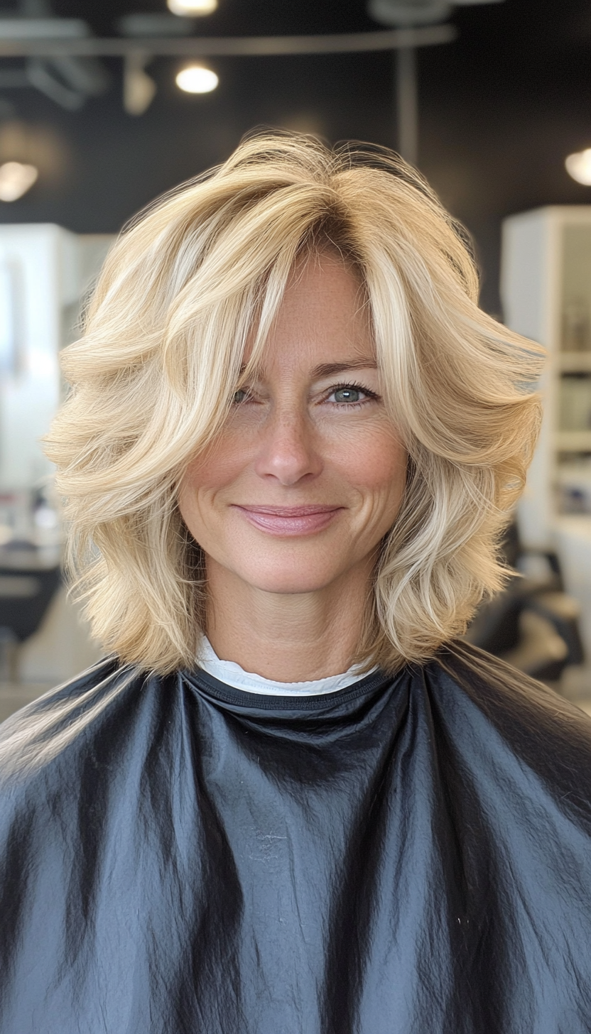 7. Shaggy Bob with Light Layers - Medium Blonde (Bob Hairstyles For Women Over 50) - Bob Hairstyles For Women Over 50
