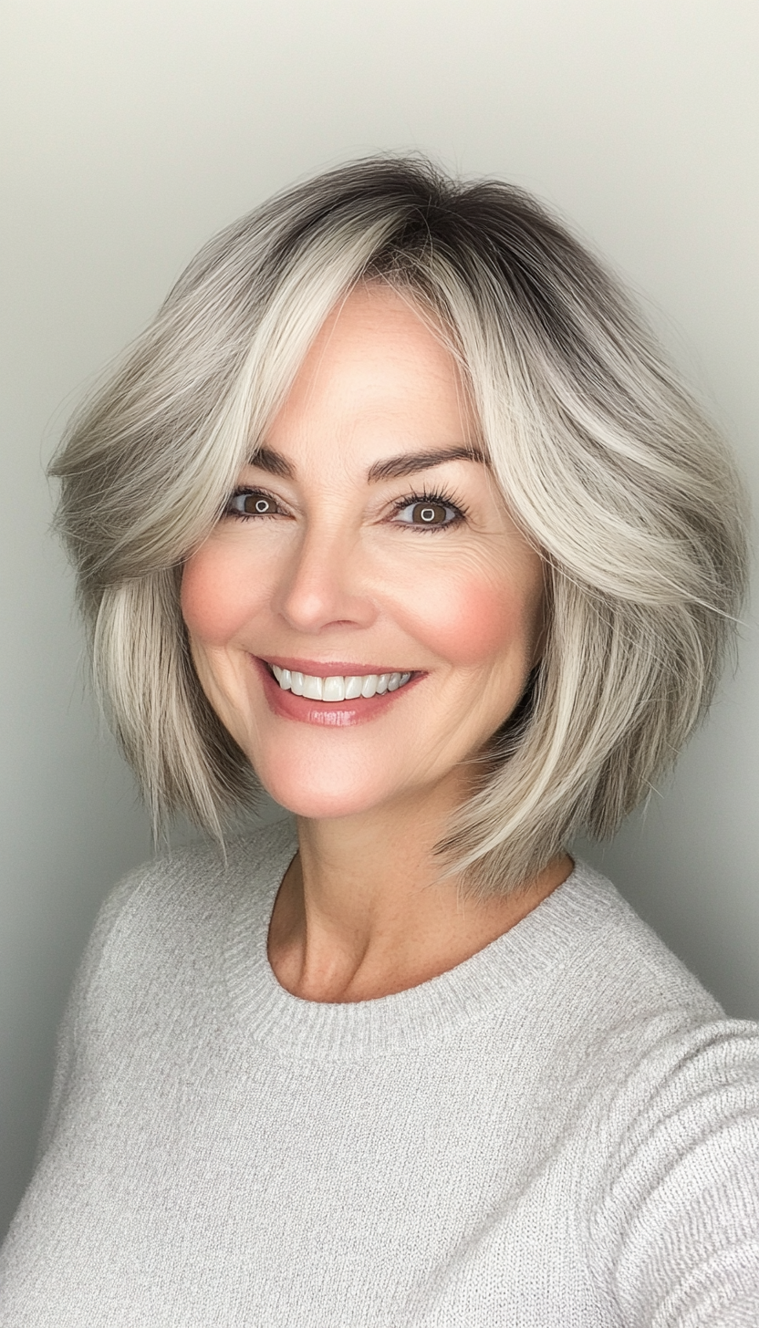 20. Bob with Voluminous Layers - Dark Blonde (Layered Bob Haircuts For Women Over 50) - Layered Bob Haircuts For Women Over 50