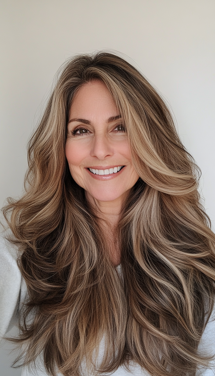 11. Long and Tousled with Caramel Balayage (Long Hairstyles For Women Over 60) - Long Hairstyles For Women Over 60