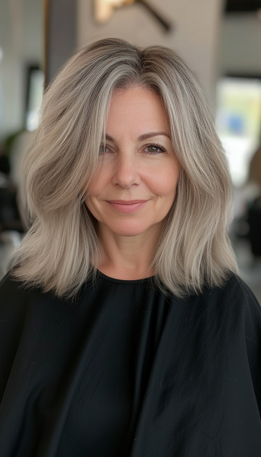 22. Shoulder-Length Flicked Layers with Dark Blonde (Medium Length Haircuts For Older Women) - Medium Length Haircuts For Older Women