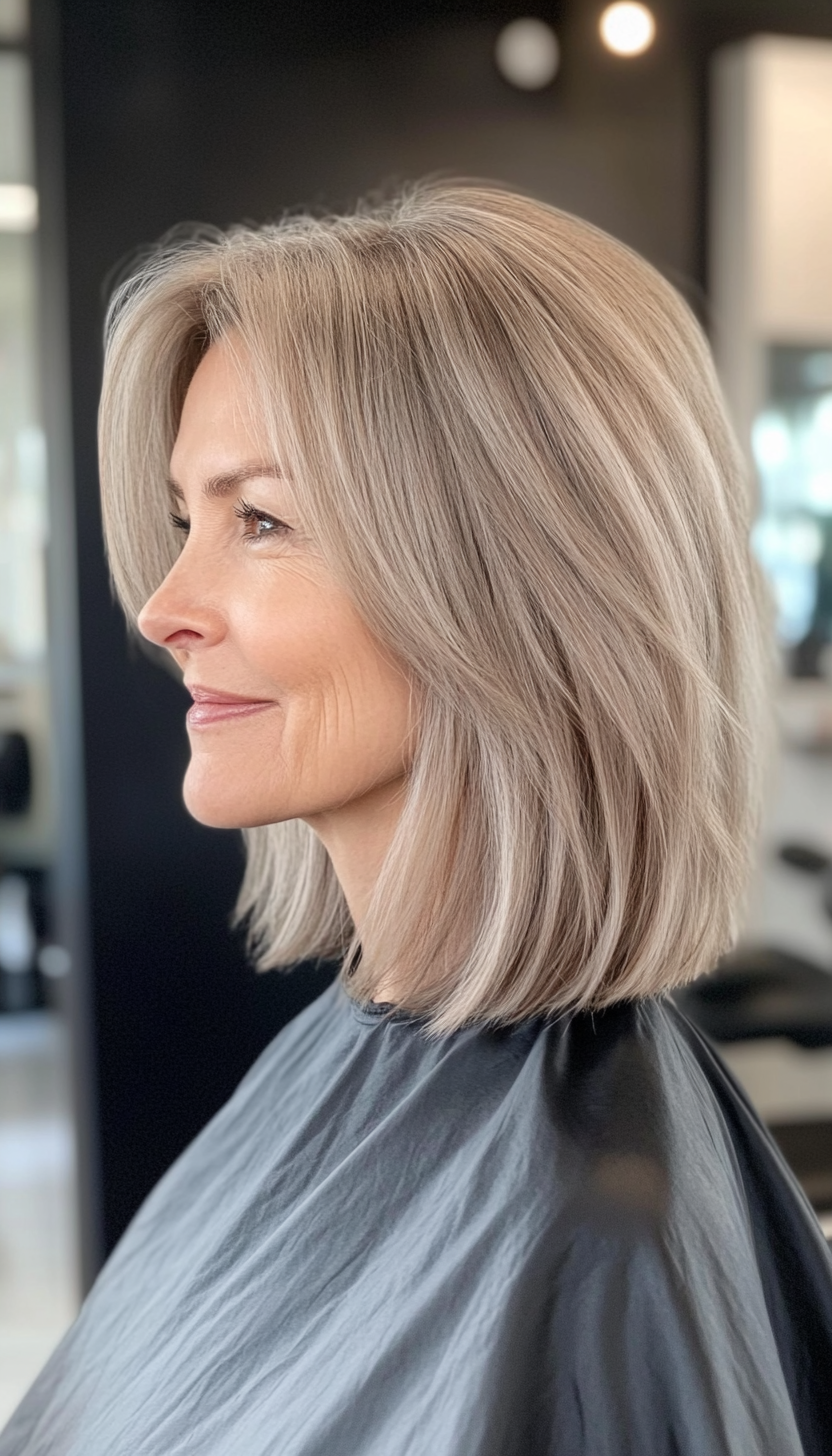 27. Shoulder-Length Tapered Cut with Dark Ash Blonde (Medium Length Haircuts For Older Women) - Medium Length Haircuts For Older Women