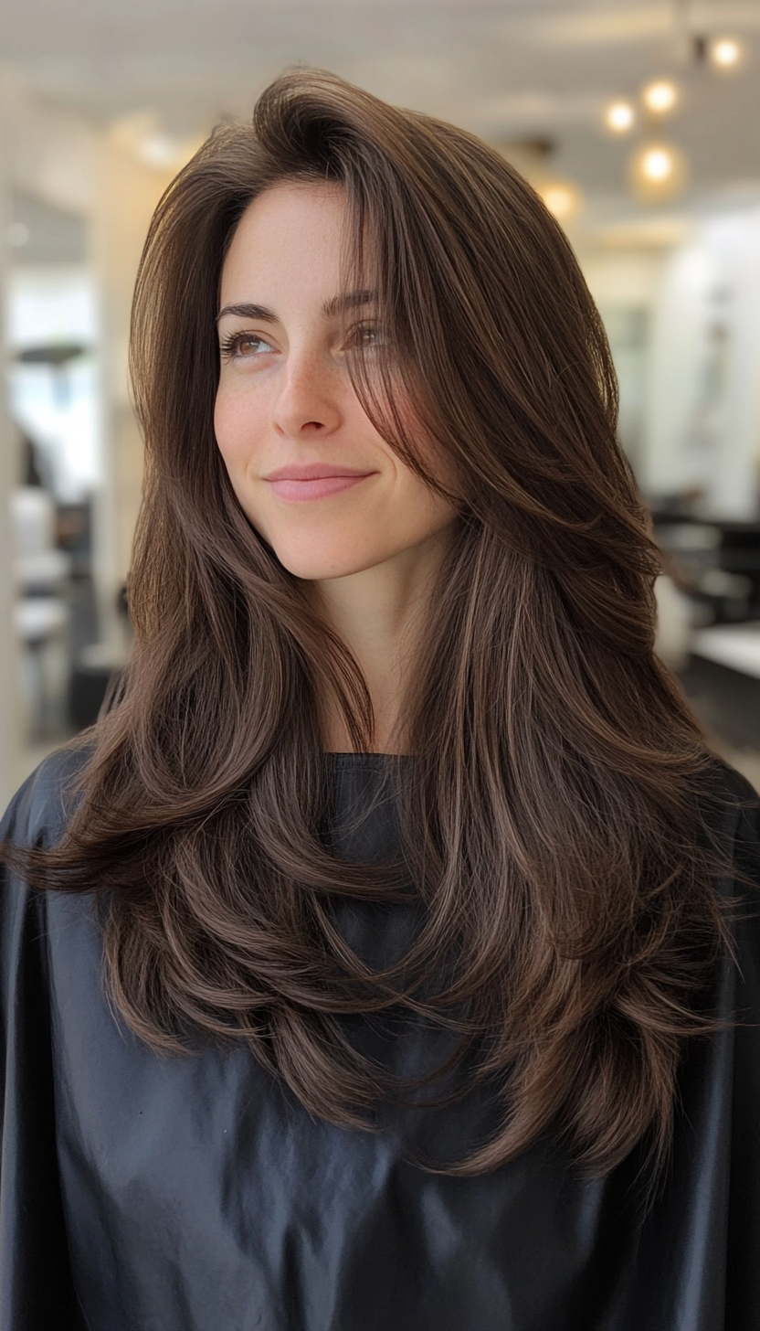 3. Collarbone-Length Subtle Layers in Dark Chocolate Brown (Layered Hairstyles For Thin Hair) - Layered Hairstyles For Thin Hair
