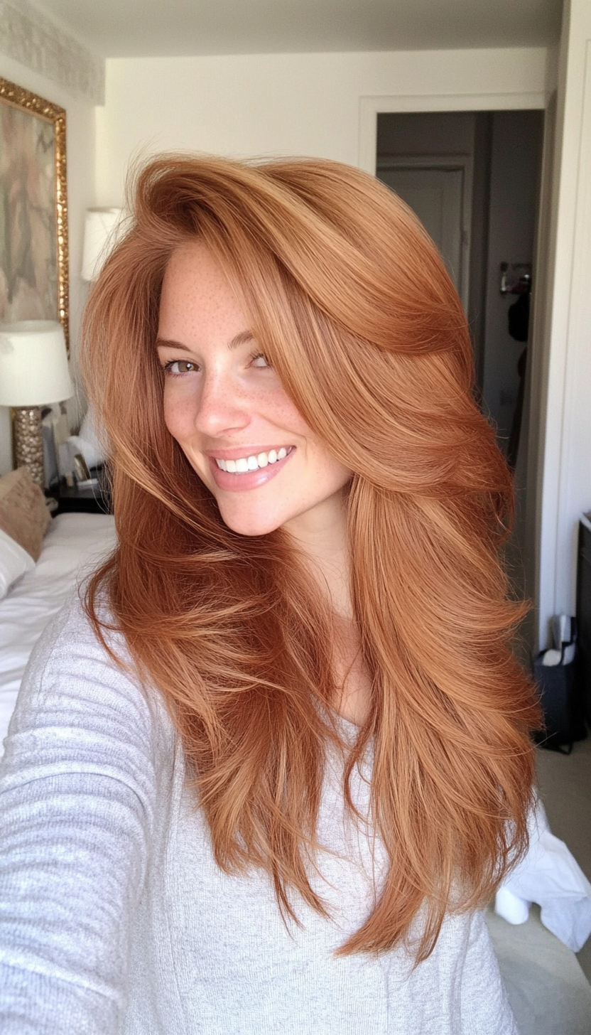 7. Blended Layers with Caramel Balayage (Layered Hairstyles For Thin Hair) - Layered Hairstyles For Thin Hair