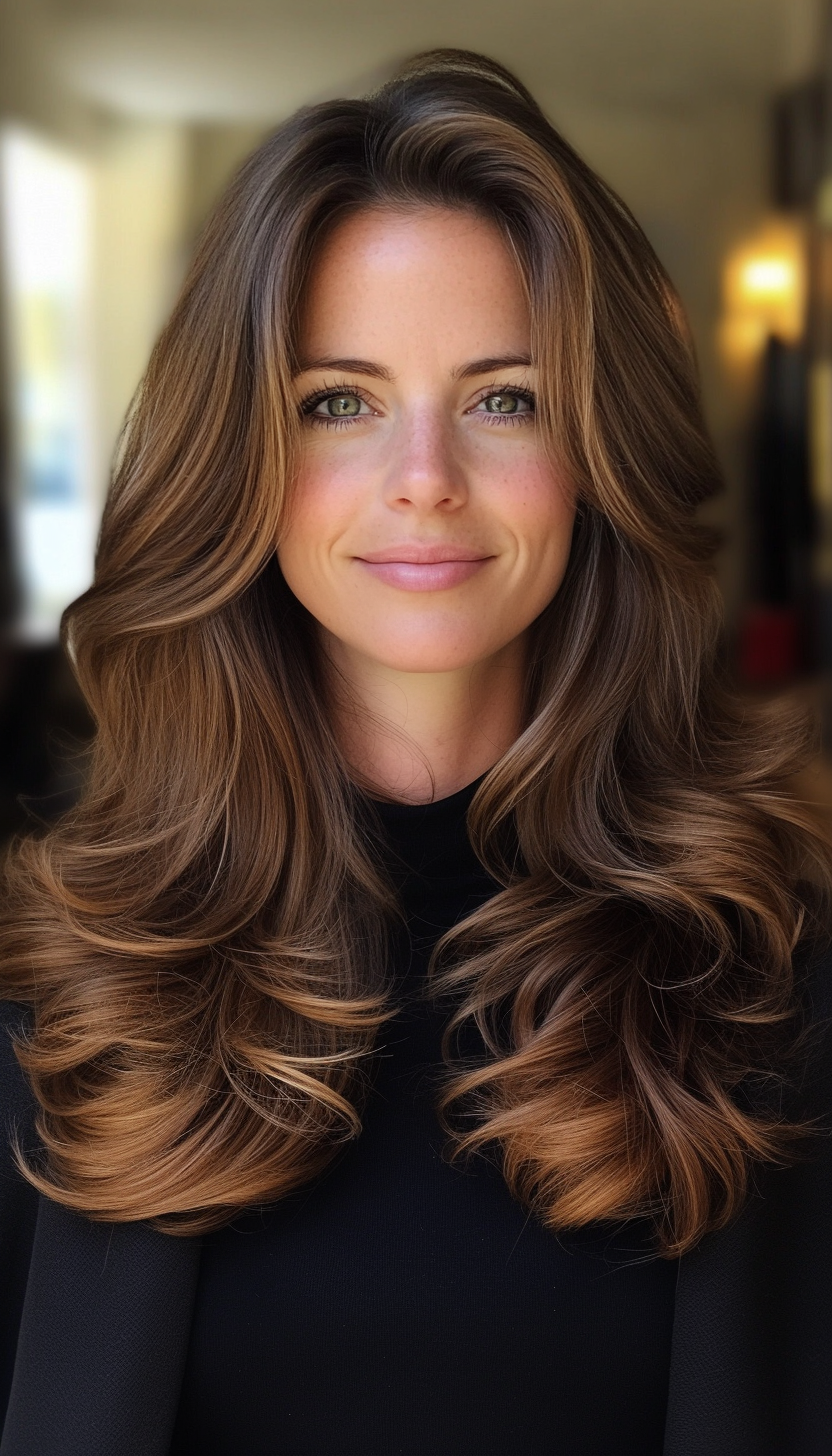 25. Lush Cascading Layers in Warm Hazelnut (Layered Hairstyles For Thin Hair) - Layered Hairstyles For Thin Hair