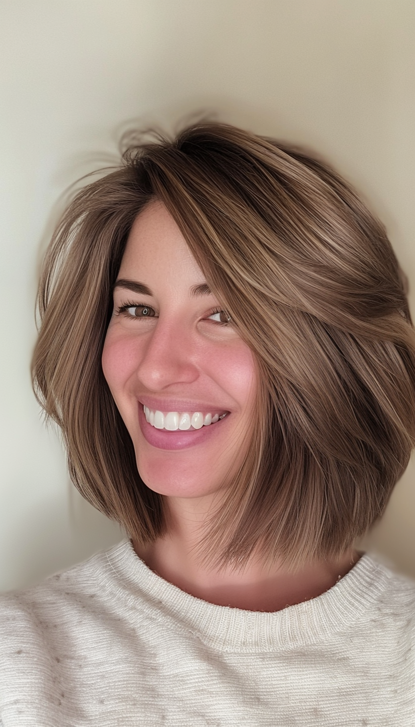 26. Short Layered Crop in Soft Brown with Subtle Highlights (Layered Hairstyles For Thin Hair) - Layered Hairstyles For Thin Hair