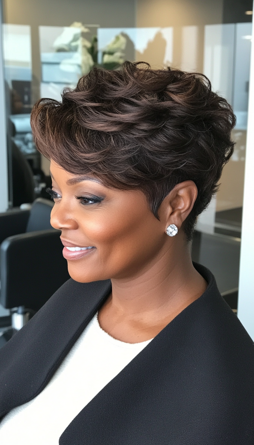 1. Soft Tapered Cut in Warm Brown (Short Hairstyles For Black Women Over 50) - Short Hairstyles For Black Women Over 50