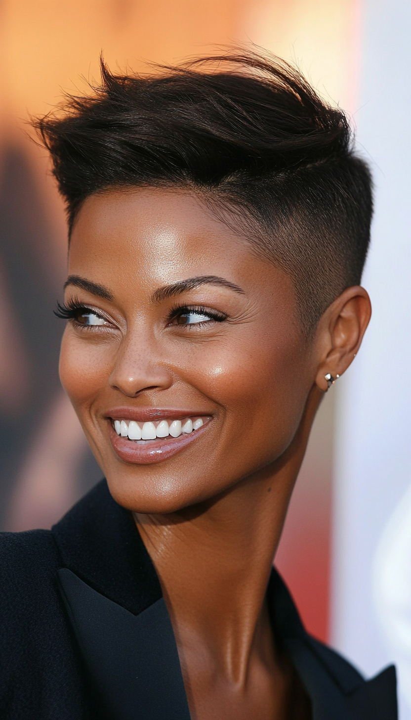 15. Undercut Pixie in Cool Brown (Short Hairstyles For Black Women Over 50) - Short Hairstyles For Black Women Over 50