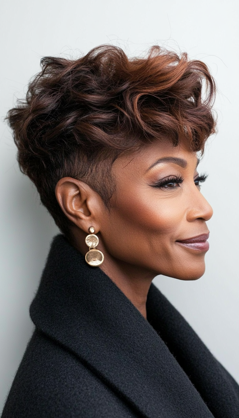 25. Tousled Pixie in Smoky Brown (Short Hairstyles For Black Women Over 50) - Short Hairstyles For Black Women Over 50