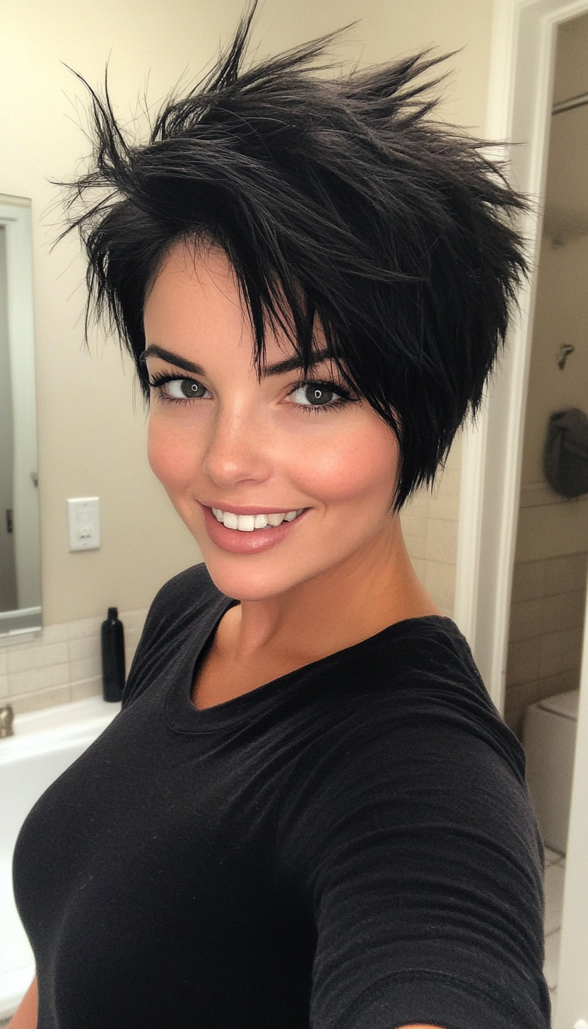 3. Choppy Pixie with Deep Black (Pixie Haircuts) - Pixie Haircuts