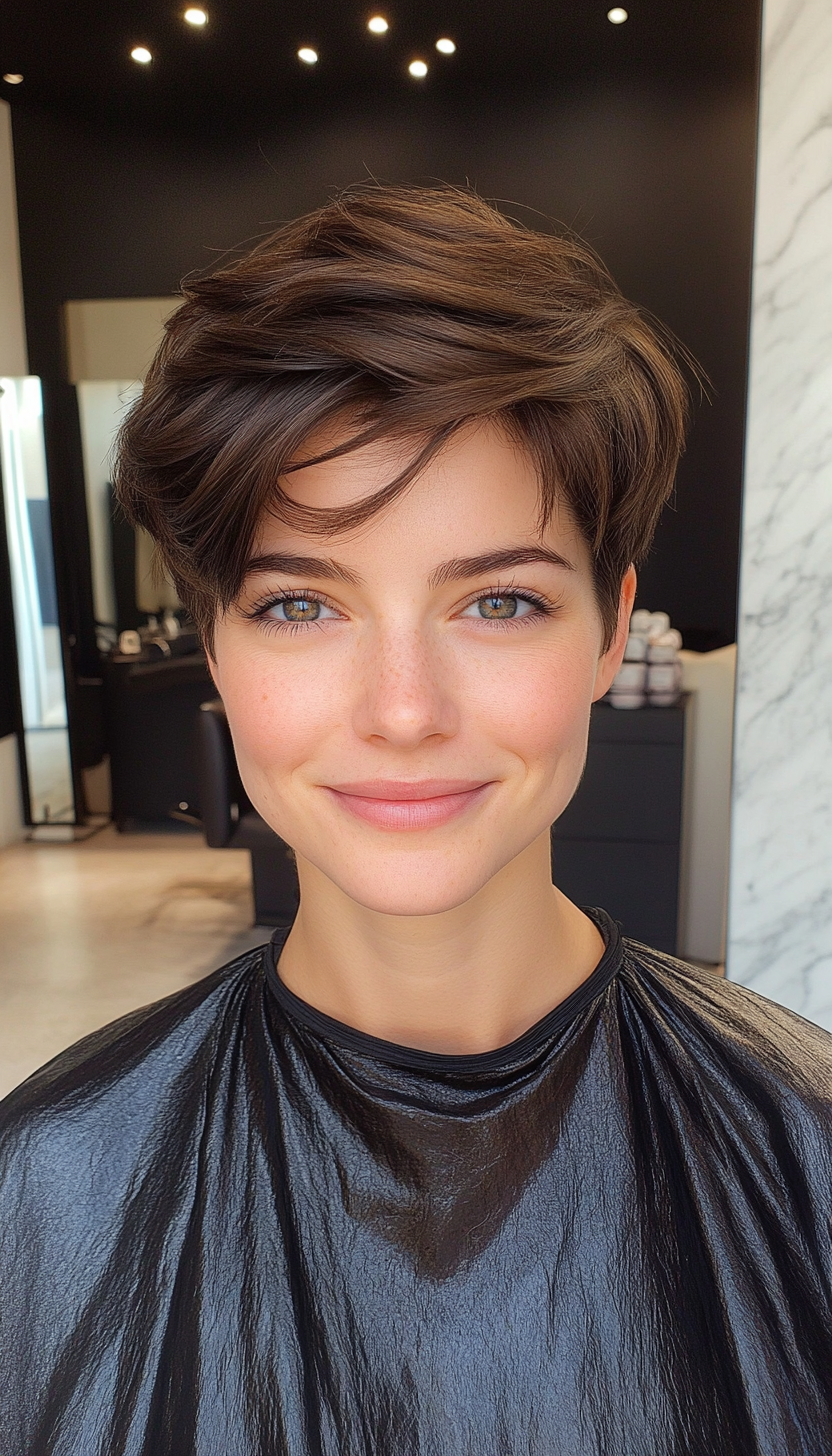 8. Layered Pixie with Classic Brown (Pixie Haircuts) - Pixie Haircuts