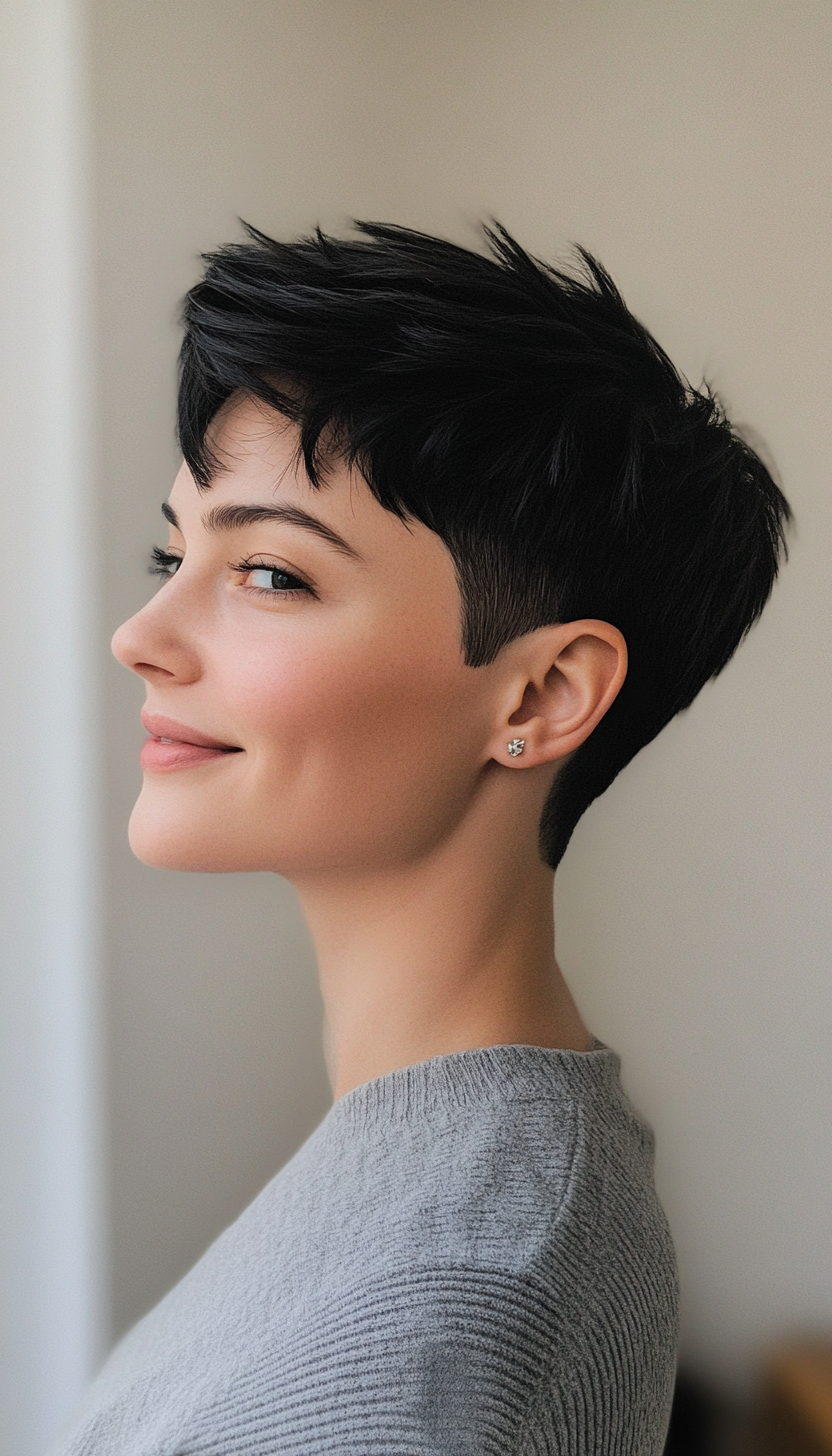 13. Boyish Pixie with Charcoal Black (Pixie Haircuts) - Pixie Haircuts