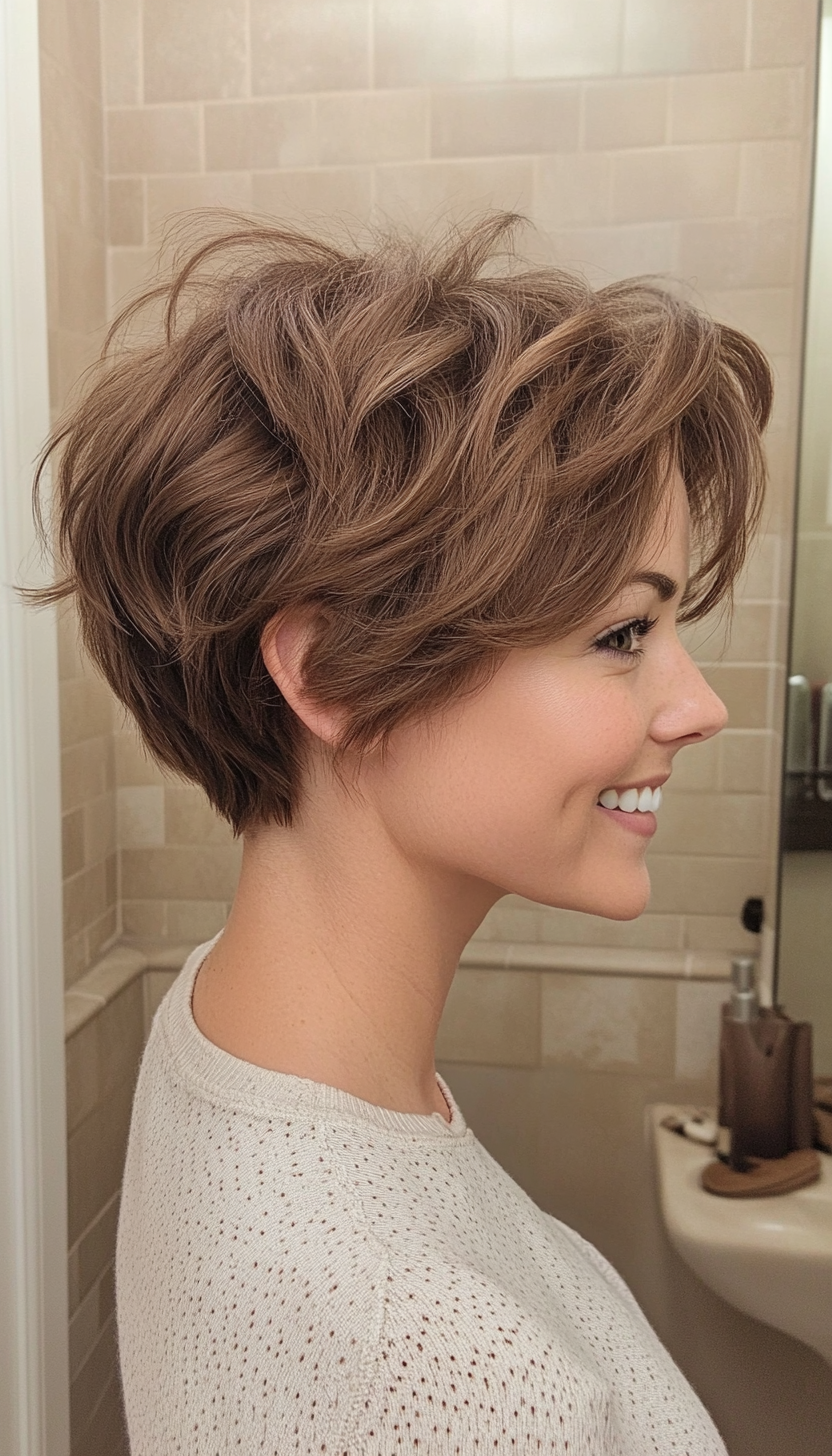 21. Messy Pixie with Warm Cocoa (Pixie Haircuts) - Pixie Haircuts