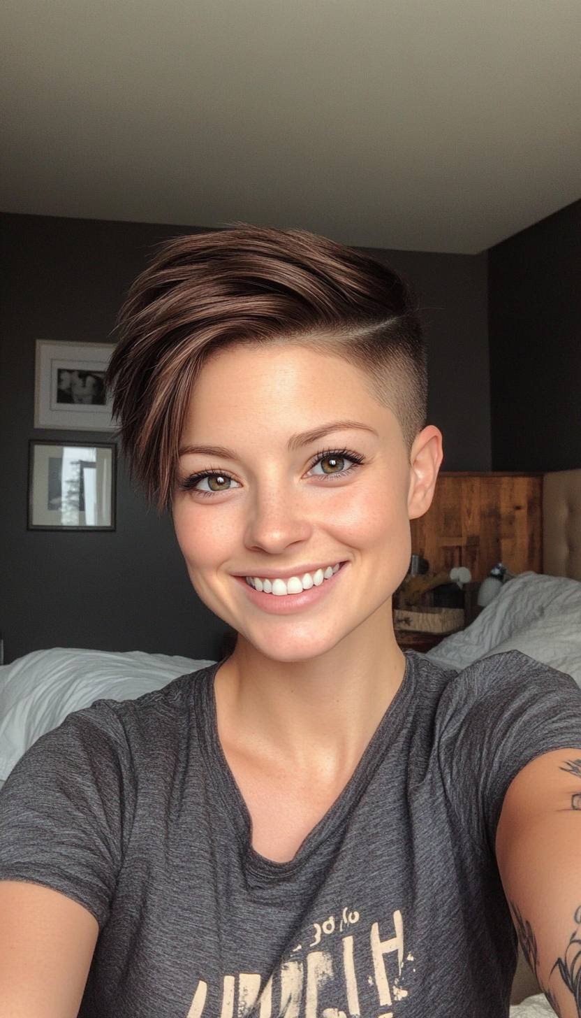 24. Undercut Pixie with Deep Espresso (Pixie Haircuts) - Pixie Haircuts