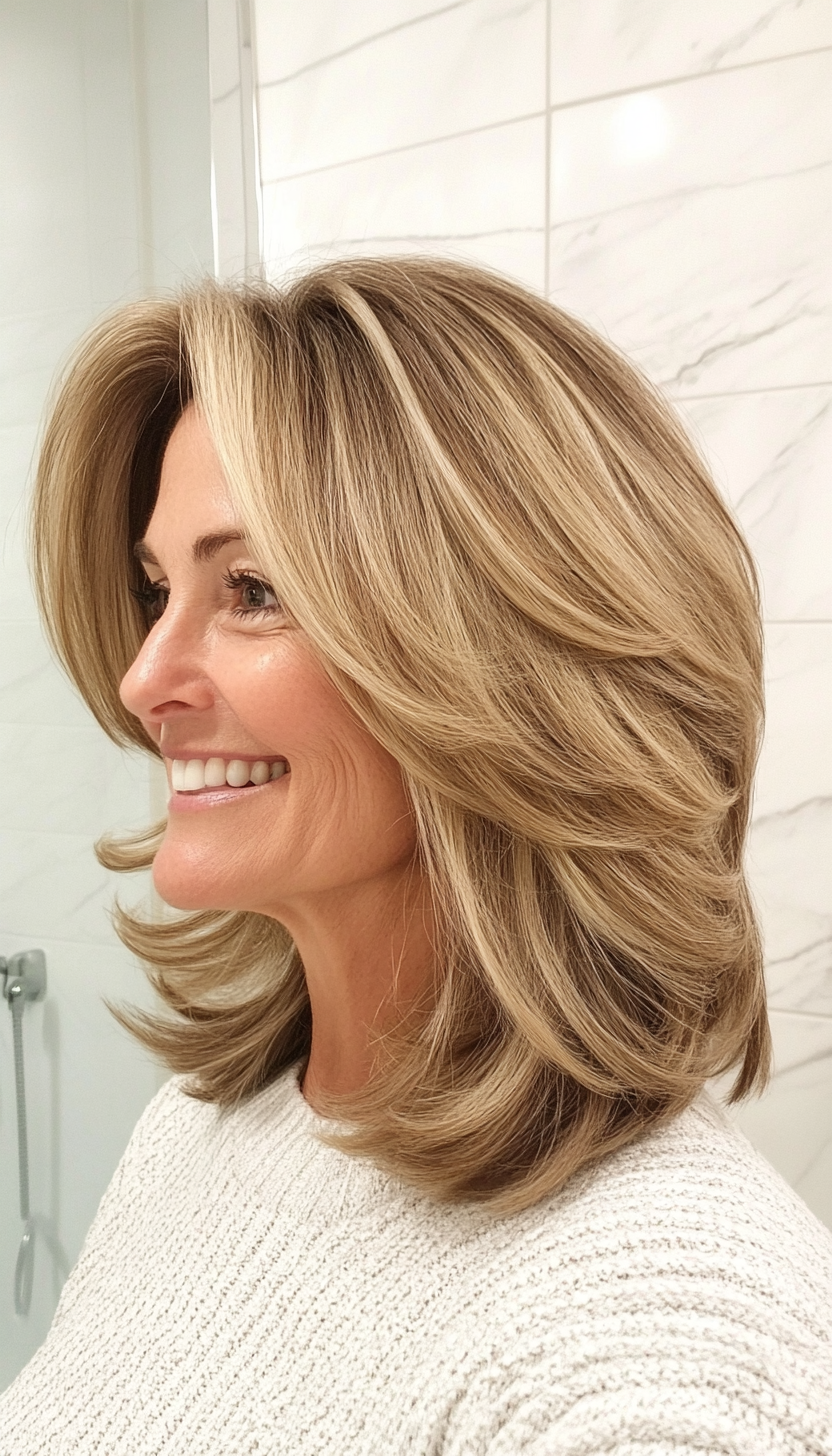 10. Face-Framing Layers in Medium Ash Brown (Shoulder Length Hairstyles For Older Women) - Shoulder Length Hairstyles For Older Women