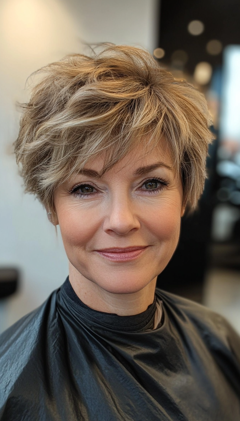 3. Textured Crop in Light Brown (Short Hairstyles For Women Over 50 With Fine Hair) - Short Hairstyles For Women Over 50 With Fine Hair