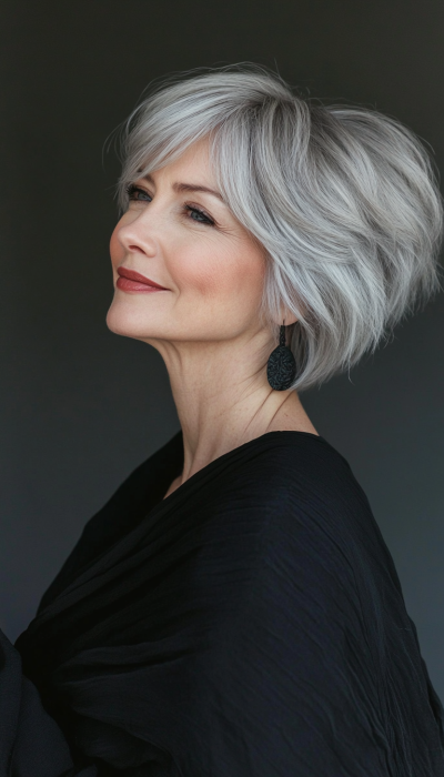 7. Wispy Shag in Natural Gray (Short Hairstyles For Women Over 50 With Fine Hair) - Short Hairstyles For Women Over 50 With Fine Hair