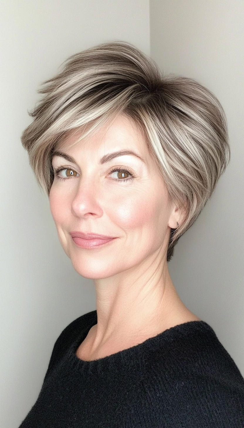 16. Modern Wedge Cut in Dark Blonde (Short Hairstyles For Women Over 50 With Fine Hair) - Short Hairstyles For Women Over 50 With Fine Hair