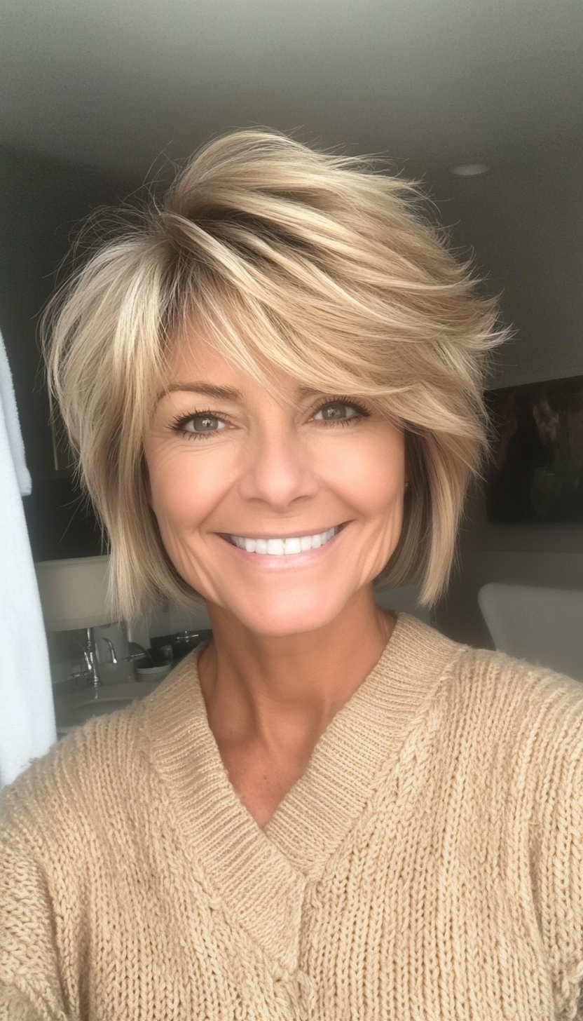 25. Short Voluminous Crop in Golden Blonde (Short Hairstyles For Women Over 50 With Fine Hair) - Short Hairstyles For Women Over 50 With Fine Hair