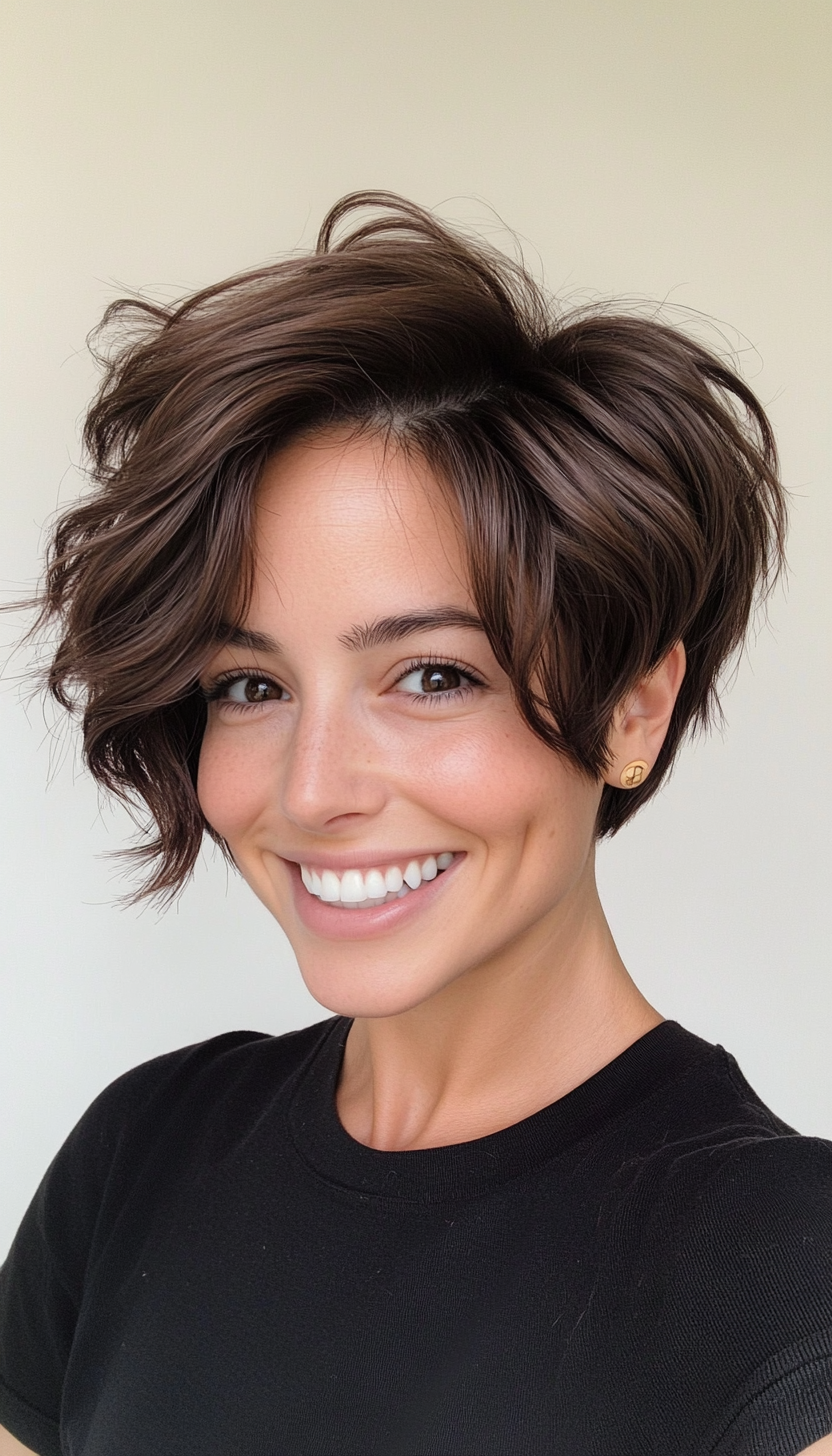9. Deep Chocolate Tousled Pixie Bob (Pixie Bob Haircut Ideas) - Pixie Bob Haircut Ideas