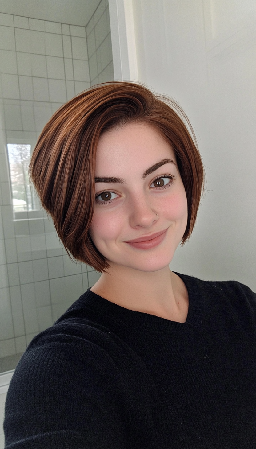 13. Walnut Brown Blunt Pixie Bob (Pixie Bob Haircut Ideas) - Pixie Bob Haircut Ideas