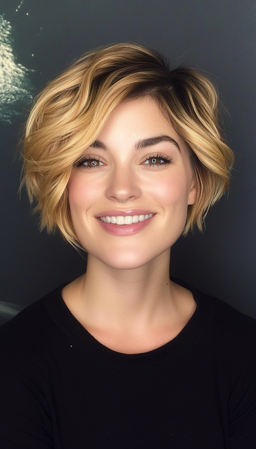 16. Dark Honey Blonde Tousled Pixie Bob (Pixie Bob Haircut Ideas) - Pixie Bob Haircut Ideas