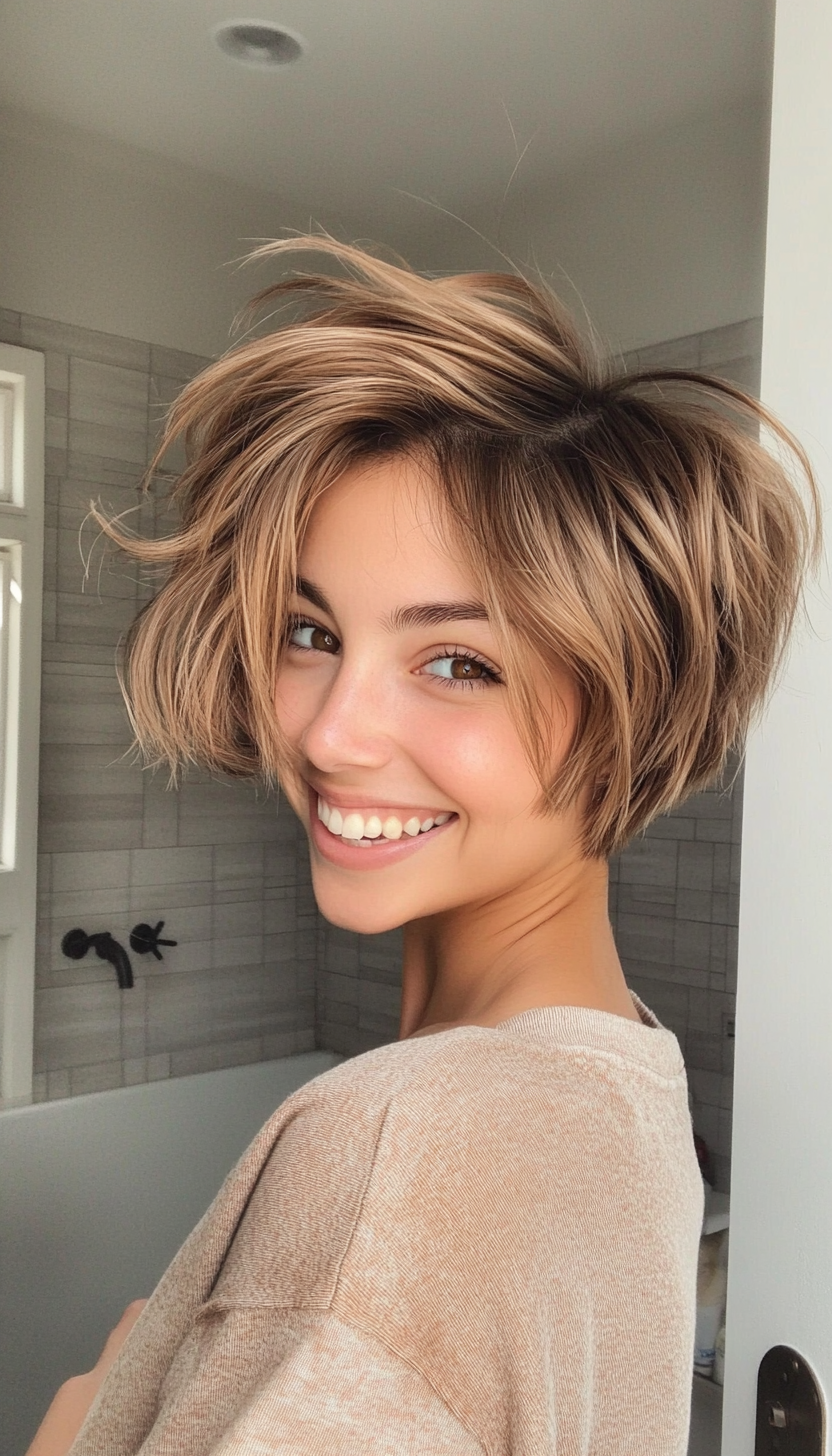 23. Muted Caramel Wispy Pixie Bob (Pixie Bob Haircut Ideas) - Pixie Bob Haircut Ideas
