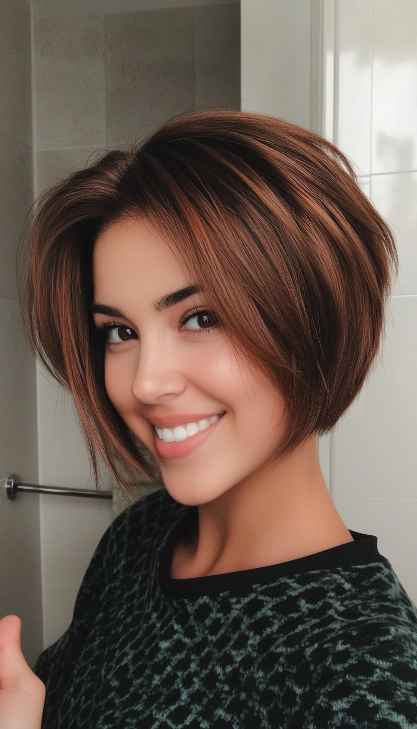 24. Chestnut Ombre Graduated Pixie Bob (Pixie Bob Haircut Ideas) - Pixie Bob Haircut Ideas
