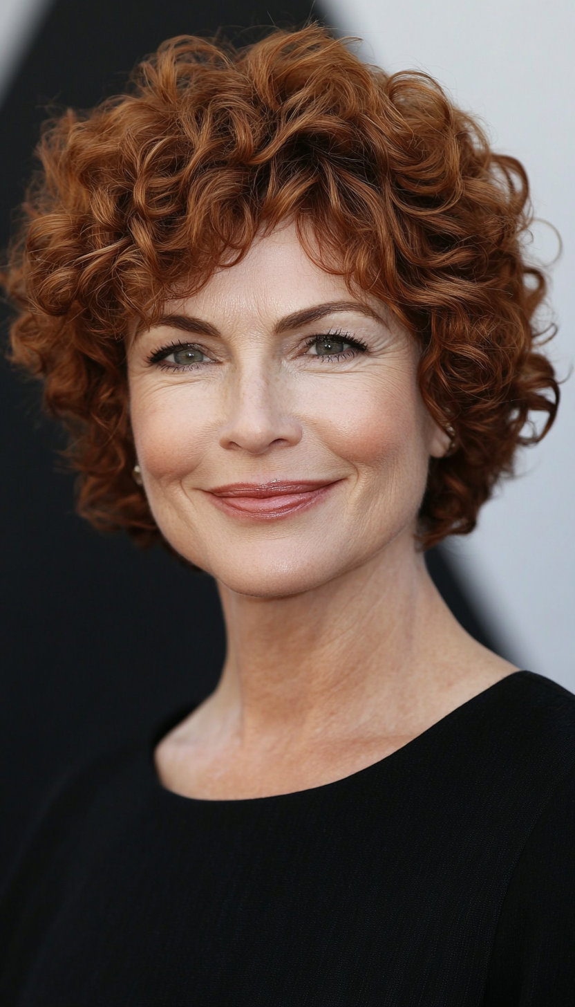 13. Short Spiral Curls in Natural Auburn (Short Curly Hairstyles For Older Women) - Short Curly Hairstyles For Older Women